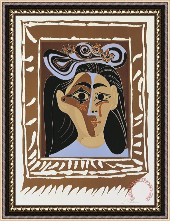Pablo Picasso Jacqueline Au Chapeau a Fleurs Framed Print