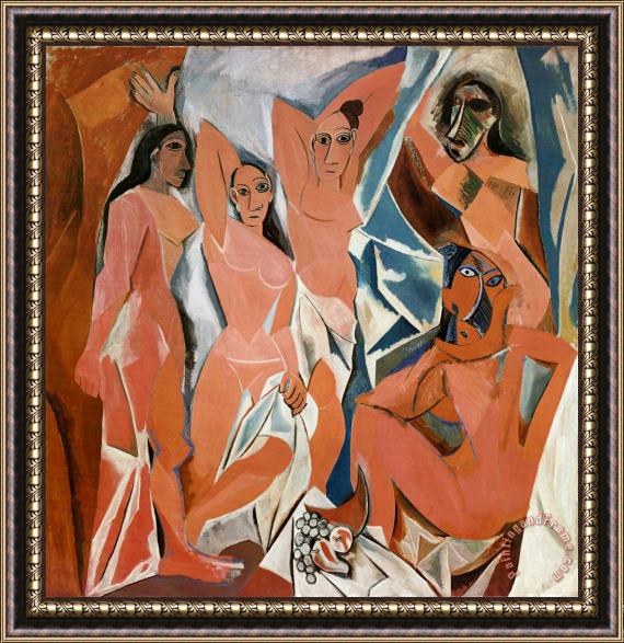 Pablo Picasso Les Demoiselles D Avignon C 1907 Framed Painting