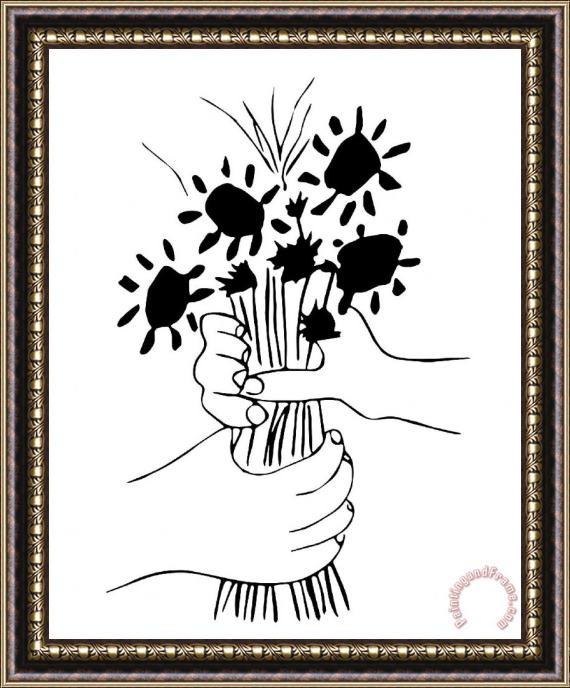 Pablo Picasso Mains Aux Fleurs Framed Painting