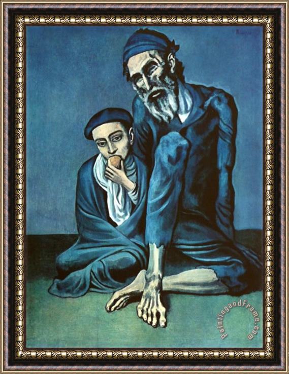 Pablo Picasso Old Beggar with a Boy Framed Painting