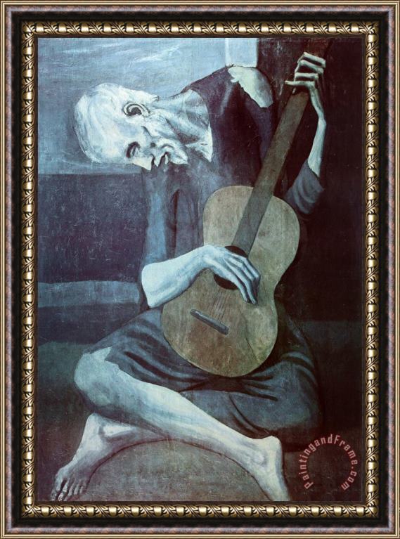 Pablo Picasso Old Guitarist Art Print Poster Framed Painting
