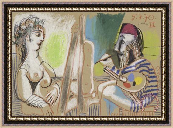 Pablo Picasso Painter And Model III Framed Print