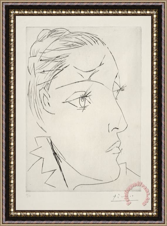 Pablo Picasso Portrait of Dora Maar in a Chignon Framed Painting