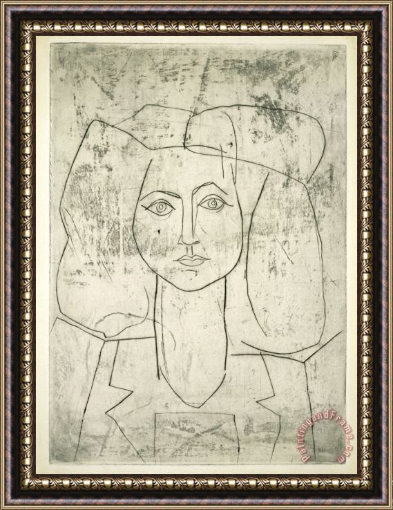 Pablo Picasso Portrait of Francoise, Dressed in a Suit Framed Painting