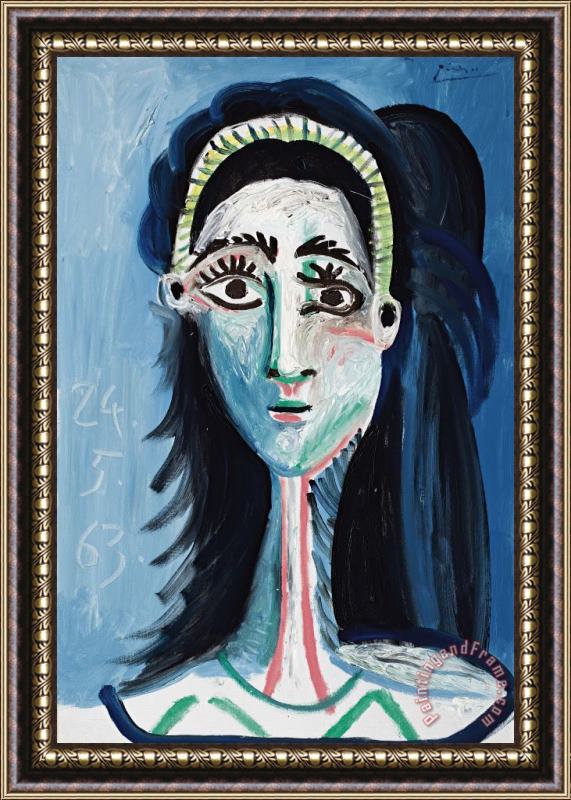 Pablo Picasso Tete De Femme (jacqueline) Framed Painting