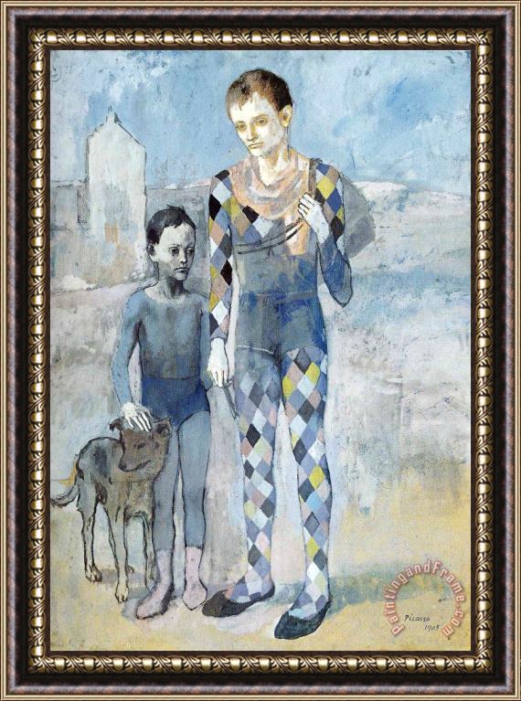 Pablo Picasso Two Acrobats with a Dog 1905 Framed Print