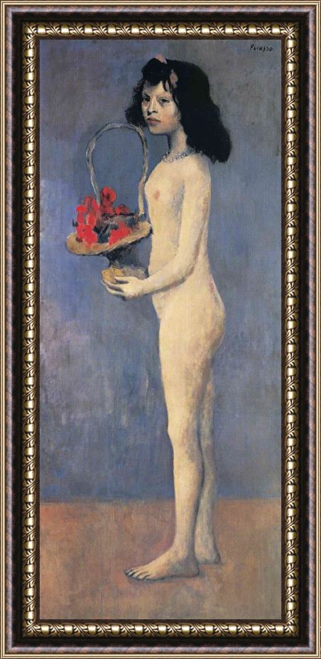 Pablo Picasso Young Naked Girl with Flower Basket 1905 Framed Painting