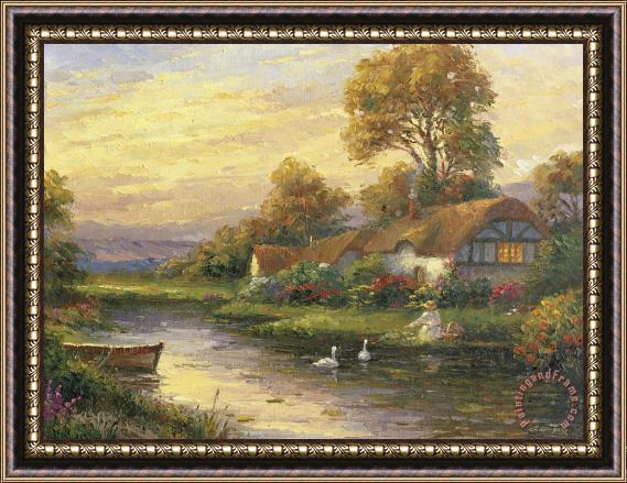 pallet Lakeside Cottage Framed Painting