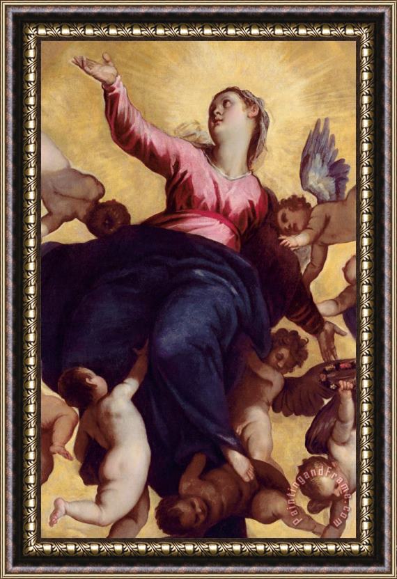 Palma Il Giovane Madonna Carried By Angels Framed Print