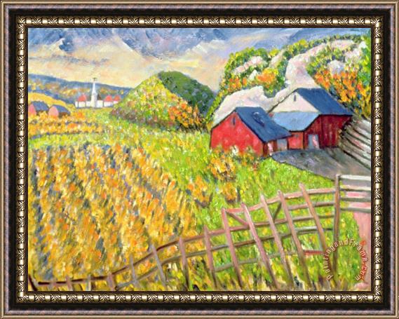 Patricia Eyre Wheat Harvest Kamouraska Quebec Framed Painting
