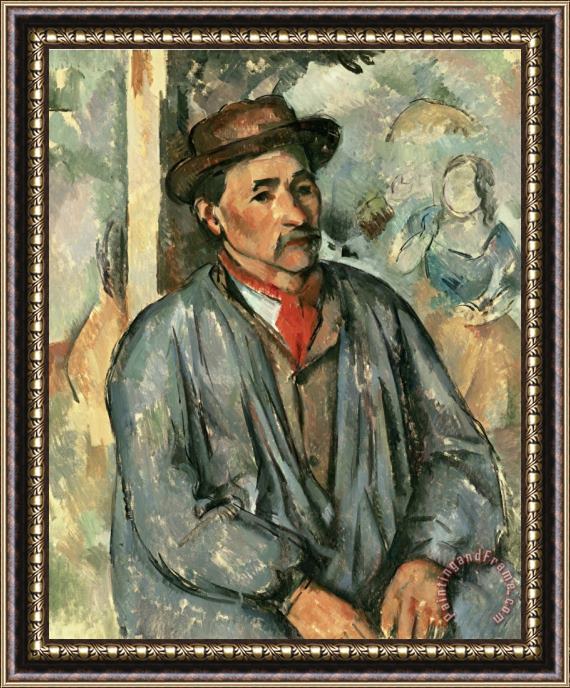 Paul Cezanne Farmer in Blue Shirt 1895 97 Framed Painting