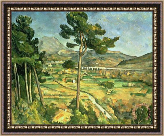 Paul Cezanne Landscape with Viaduct Montagne Sainte Victoire C 1885 87 Oil on Canvas Framed Print