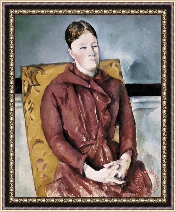 Paul Cezanne Madame Cezanne in a Yellow Chair Framed Painting