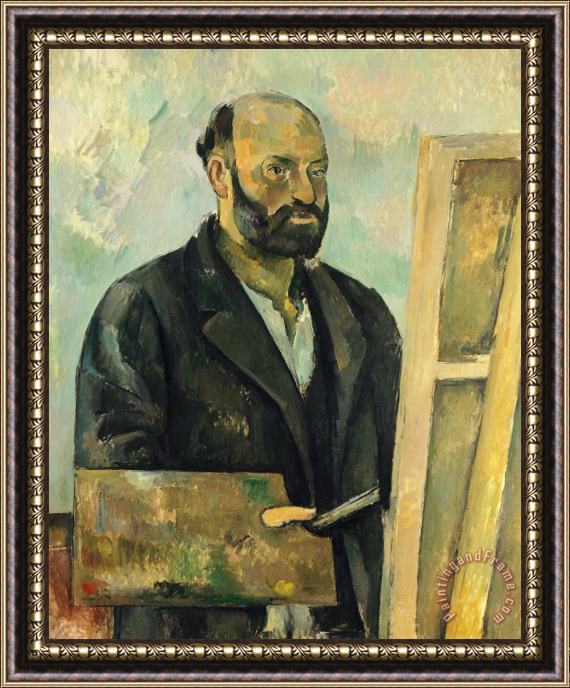 Paul Cezanne Self Portrait With Palette Framed Painting