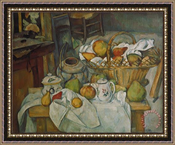 Paul Cezanne Still Life with a Basket of Fruit 1888 90 Framed Painting
