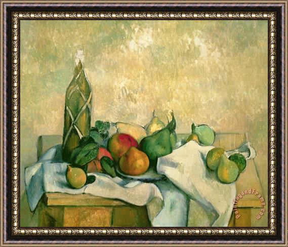 Paul Cezanne Still Life with Bottle of Liqueur Framed Painting