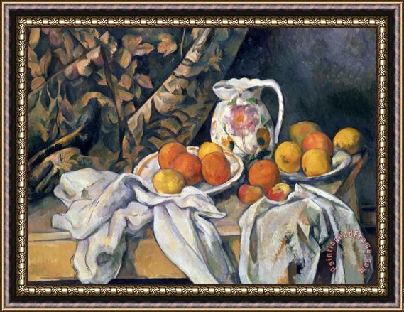 Paul Cezanne Still Life With Drapery Framed Painting