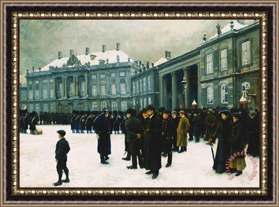 Paul Fischer Changing Of The Guard At Amalienborg Palace Framed Print