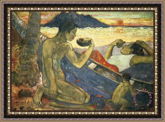 Paul Gauguin A Canoe Framed Painting