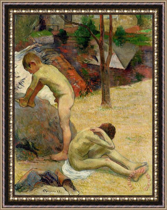 Paul Gauguin Breton Boys Bathing Framed Painting