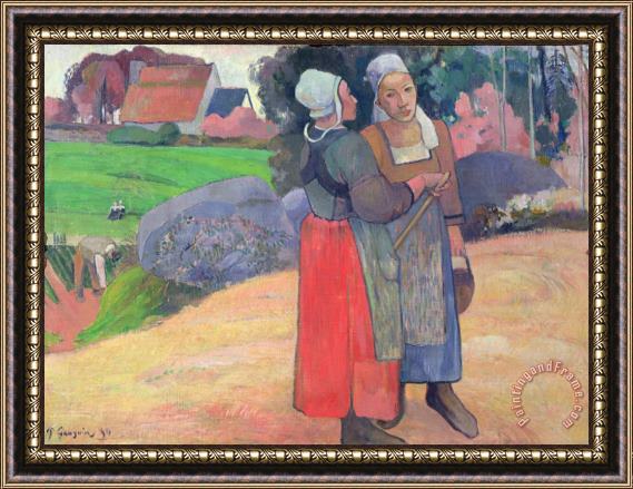 Paul Gauguin Breton Peasants Framed Print