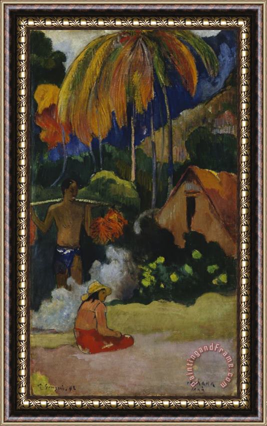 Paul Gauguin Landscape in Tahiti (mahana Maa) Framed Painting