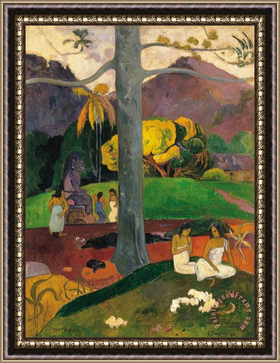 Paul Gauguin Mata Mua (in Olden Times) Framed Print
