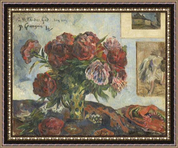Paul Gauguin Still Life with Peonies Framed Painting