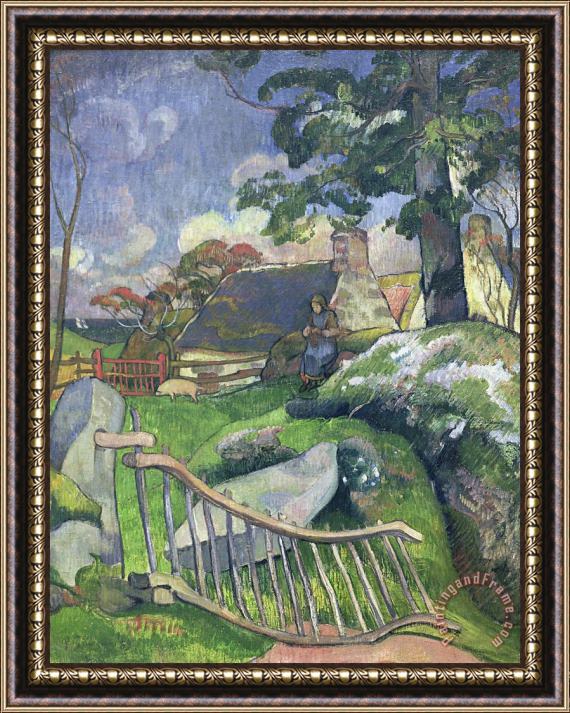 Paul Gauguin The Wooden Gate Or, The Pig Keeper Framed Print