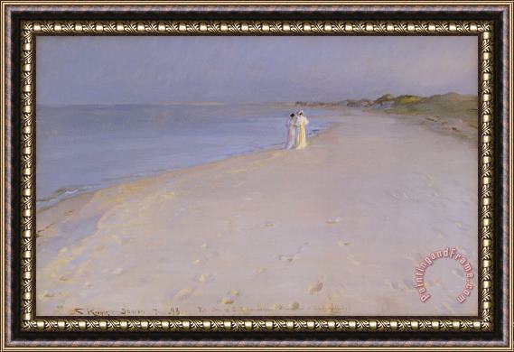 Peder Severin Kroyer Summer evening at the South Beach Framed Painting