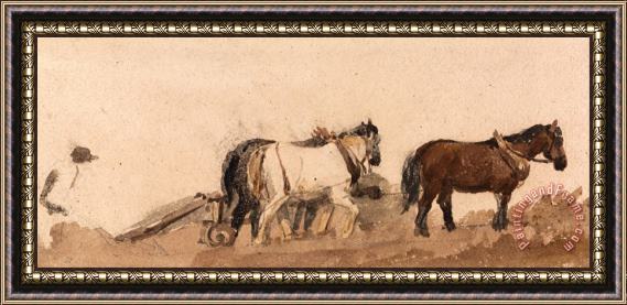 Peter de Wint Plough Horses Framed Painting