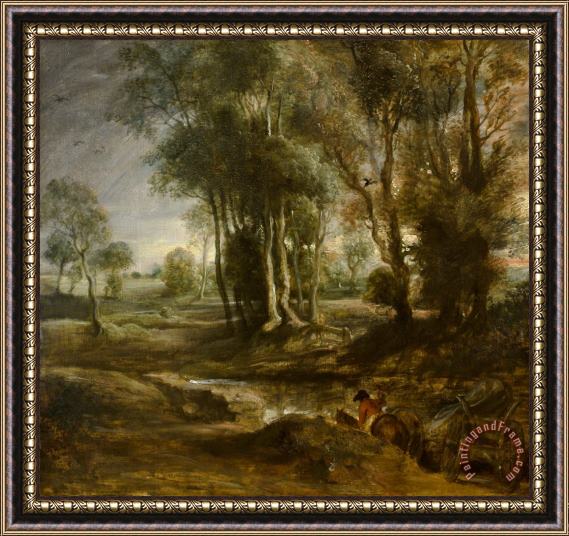 Peter Paul Rubens Evening Landscape with Timber Wagon Framed Painting
