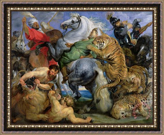 Peter Paul Rubens The Tiger Hunt Framed Painting