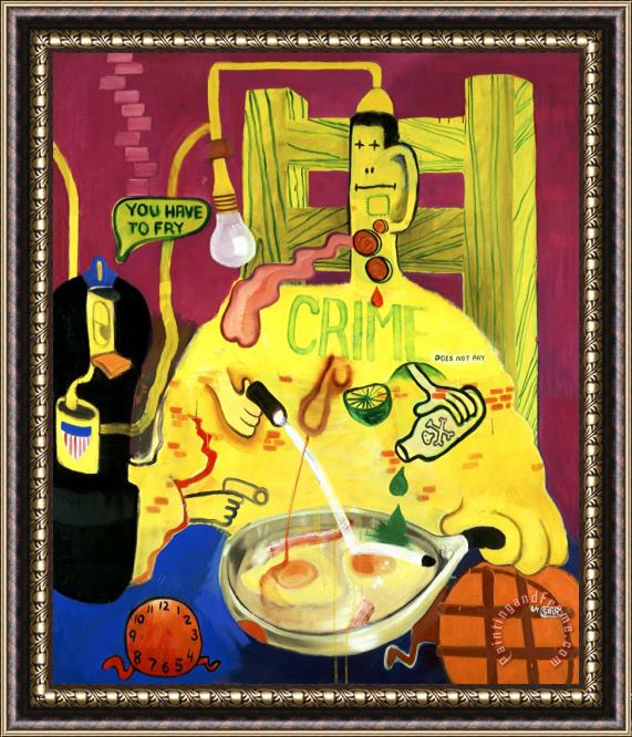 Peter Saul Criminal Being Executed Framed Painting