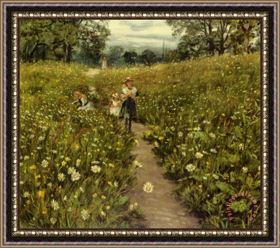 Phillip Richard Morris Gathering Wild Flowers Framed Painting