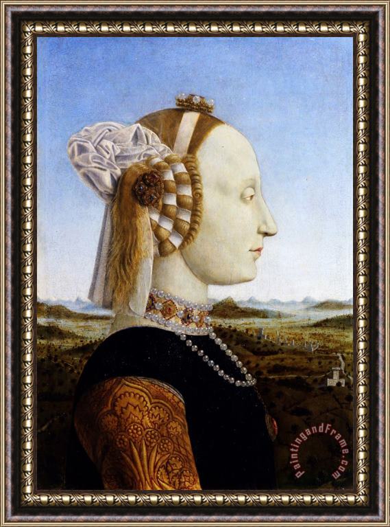 Piero della Francesca Portrait of The Duchess of Urbino, Battista Sforza Framed Print