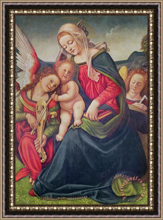 Piero di Cosimo Virgin and Child and angel musicians Framed Print