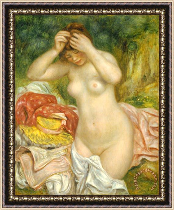 Pierre Auguste Renoir Bather Arranging Her Hair Framed Painting