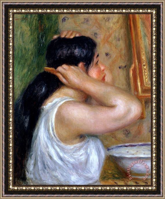 Pierre Auguste Renoir Girl Combing her Hair Framed Painting