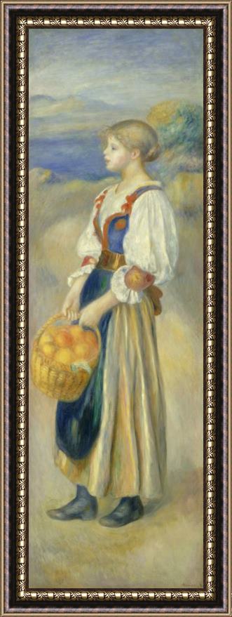 Pierre Auguste Renoir Girl with a Basket of Oranges (la Marchande D'oranges) Framed Painting