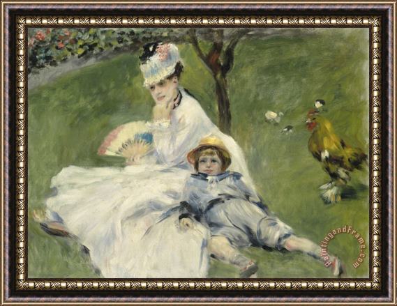 Pierre Auguste Renoir Madame Monet And Her Son Framed Painting
