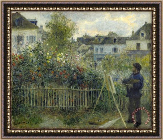 Pierre Auguste Renoir Monet Painting in His Garden at Argenteuil Framed Painting