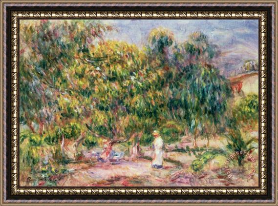 Pierre Auguste Renoir The Woman in White in the Garden of Les Colettes Framed Painting