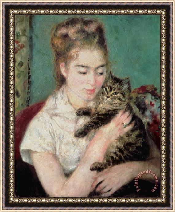 Pierre Auguste Renoir Woman with a Cat Framed Print