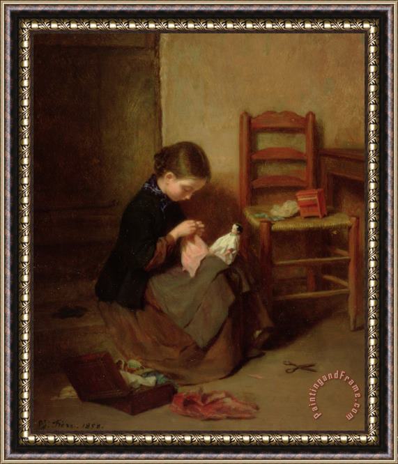 Pierre Edouard Frere The Little Dressmaker Framed Painting