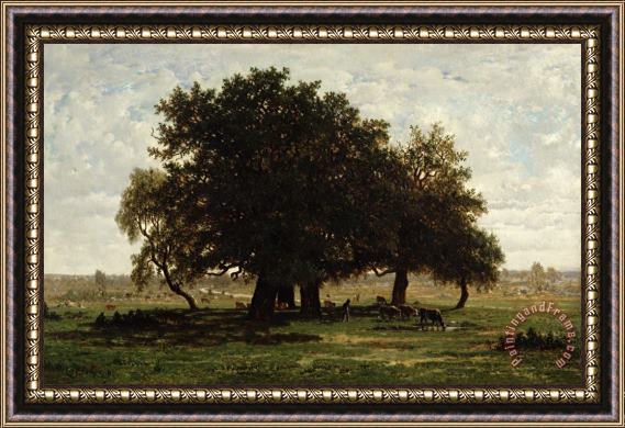 Pierre Etienne Theodore Rousseau Holm Oaks Framed Painting