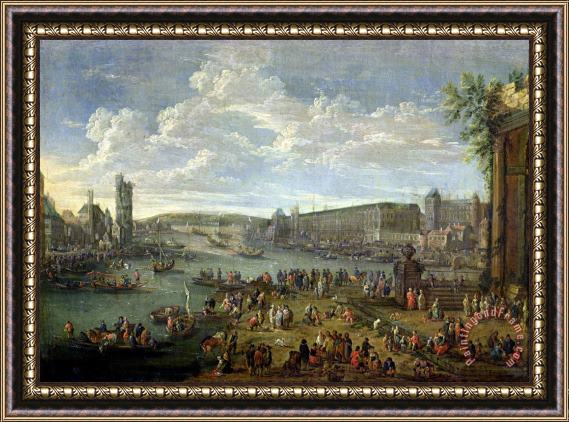 Pieter Casteels II View of The Louvre And The Tour De Nesles From The Ile De La Cite Framed Painting
