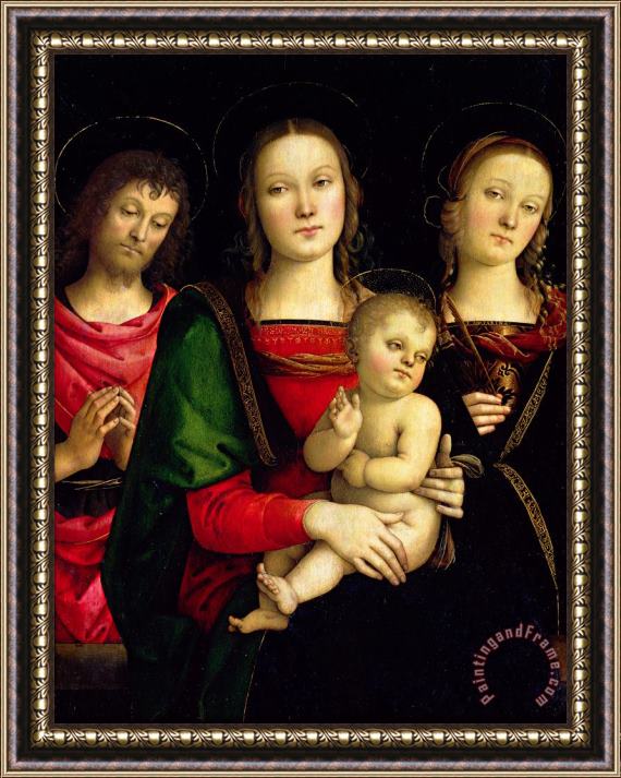 Pietro Perugino The Madonna and Child with St. John the Baptist and St. Catherine of Alexandria Framed Painting