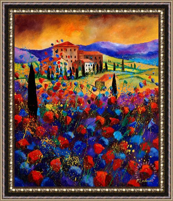 Pol Ledent Tuscany poppies Framed Painting