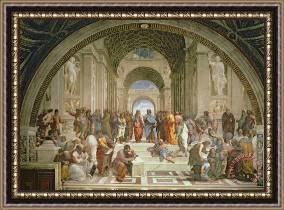 Raphael School of Athens from the Stanza della Segnatura Framed Painting